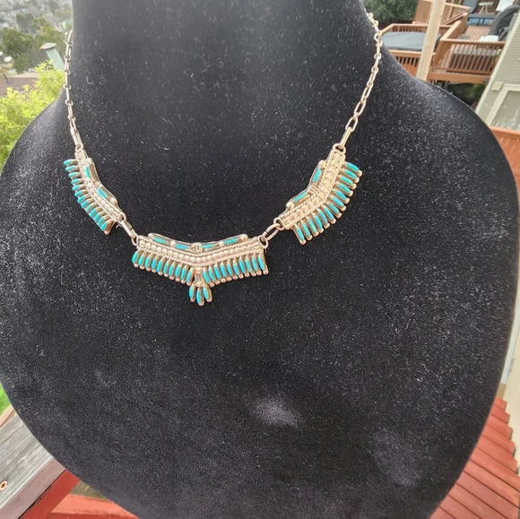 Bracelet and Necklace Set~ Native Signed BellisonZuni J.S. Bellson Sterl… - Picture 7 of 16